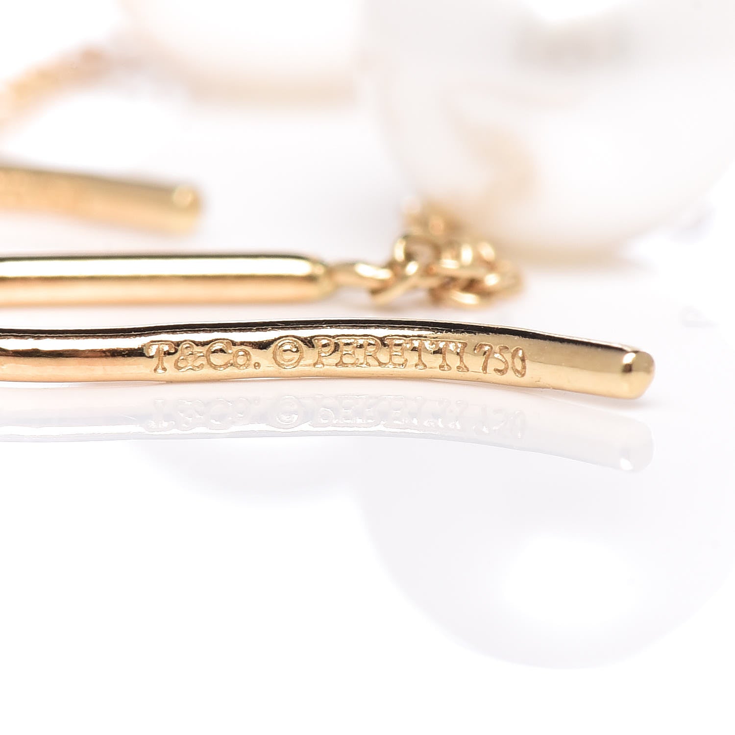 Tiffany 18K Yellow Gold Elsa Peretti Pearls By The Yard Drop Earrings 4 of 4