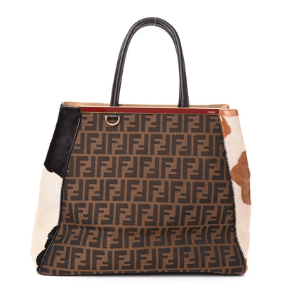 Fendi Calf Hair Zucca Large 2Jours Tote Tobacco Multicolor 1 of 12