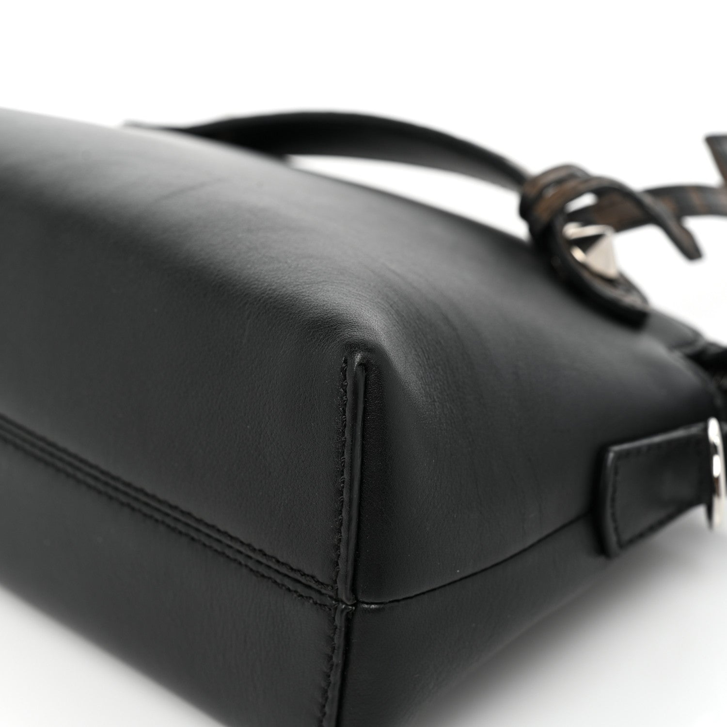 Fendi Vitello Dolce Bi-Color FF 1974 Embossed Mini By The Way Boston Bag Black Maya 10 of 12