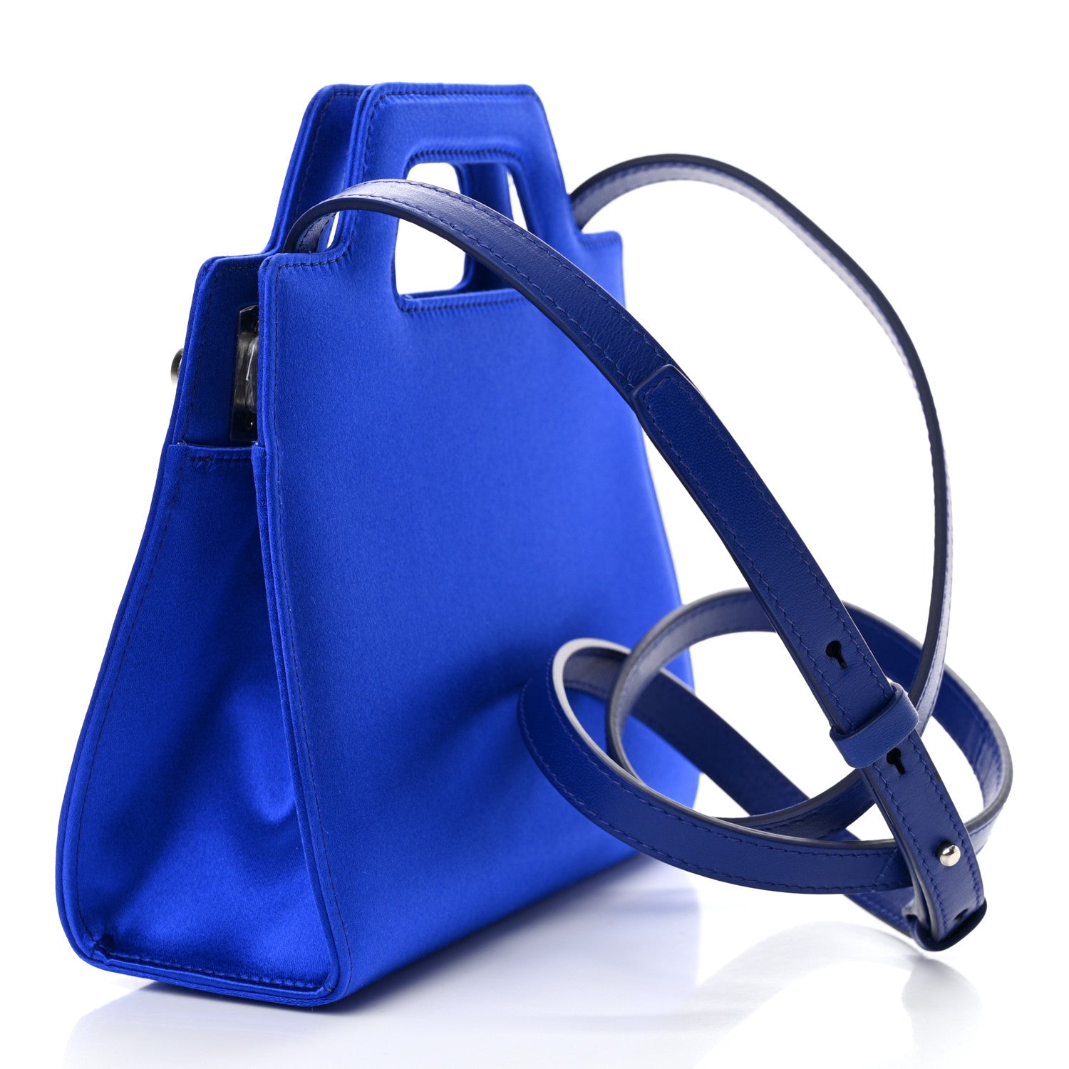 Salvatore Ferragamo Satin Mini Wanda Top Handle Bag Blue Elettrico 3 of 13