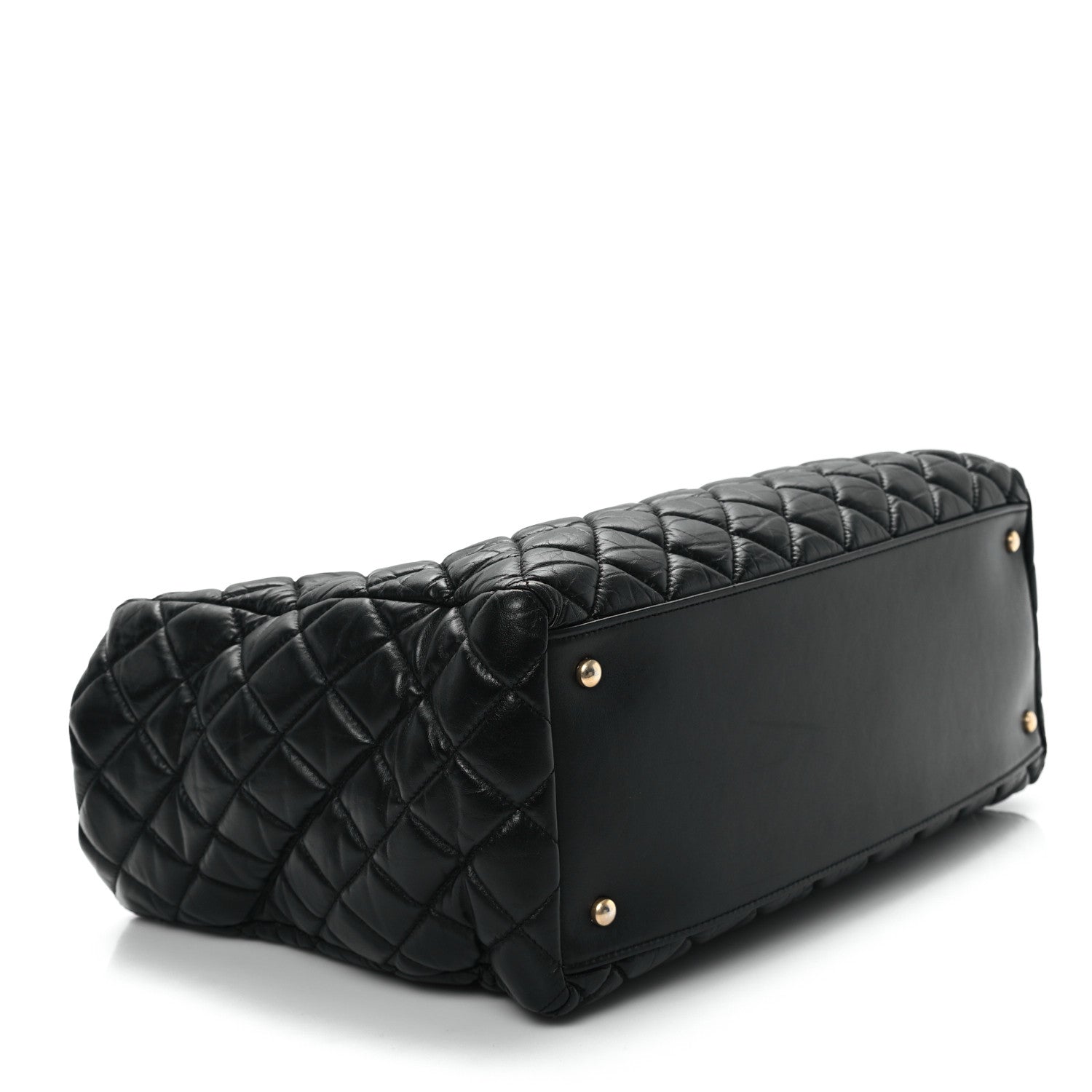 Chanel Aged Calfskin Quilted Large Coco Handle Shopping Tote Black 5 of 12