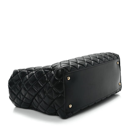 Chanel Aged Calfskin Quilted Large Coco Handle Shopping Tote Black 5 of 12