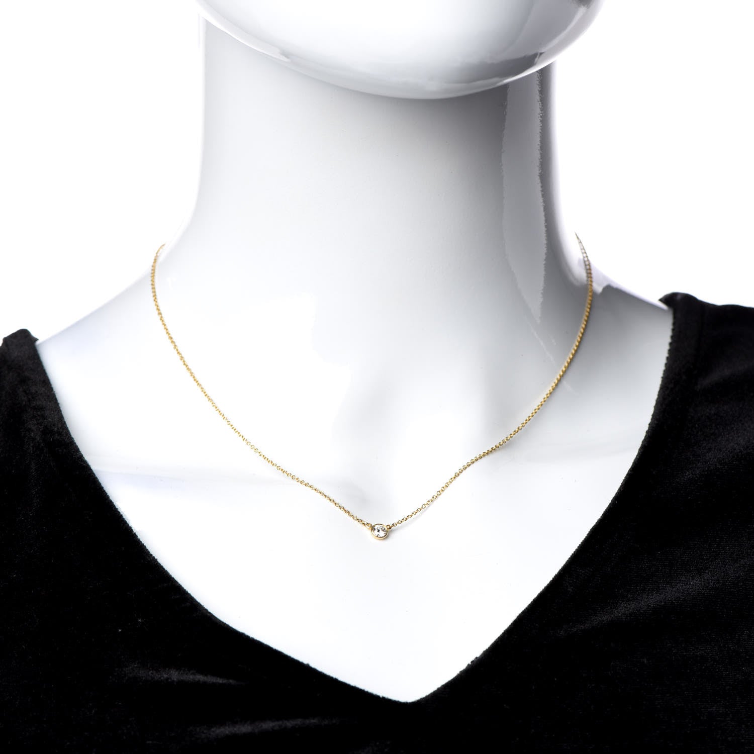 Tiffany 18K Yellow Gold Diamond .17ct Elsa Peretti Diamonds by the Yard Pendant Necklace 2 of 6
