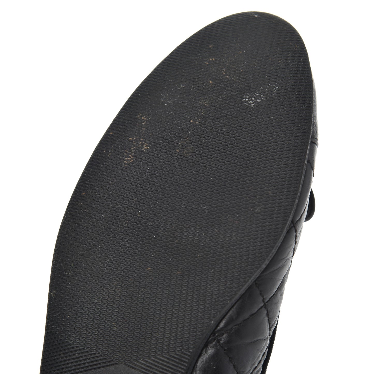 Aged Calfskin Quilted CC Cap Toe Ballerina Flats 36 Black