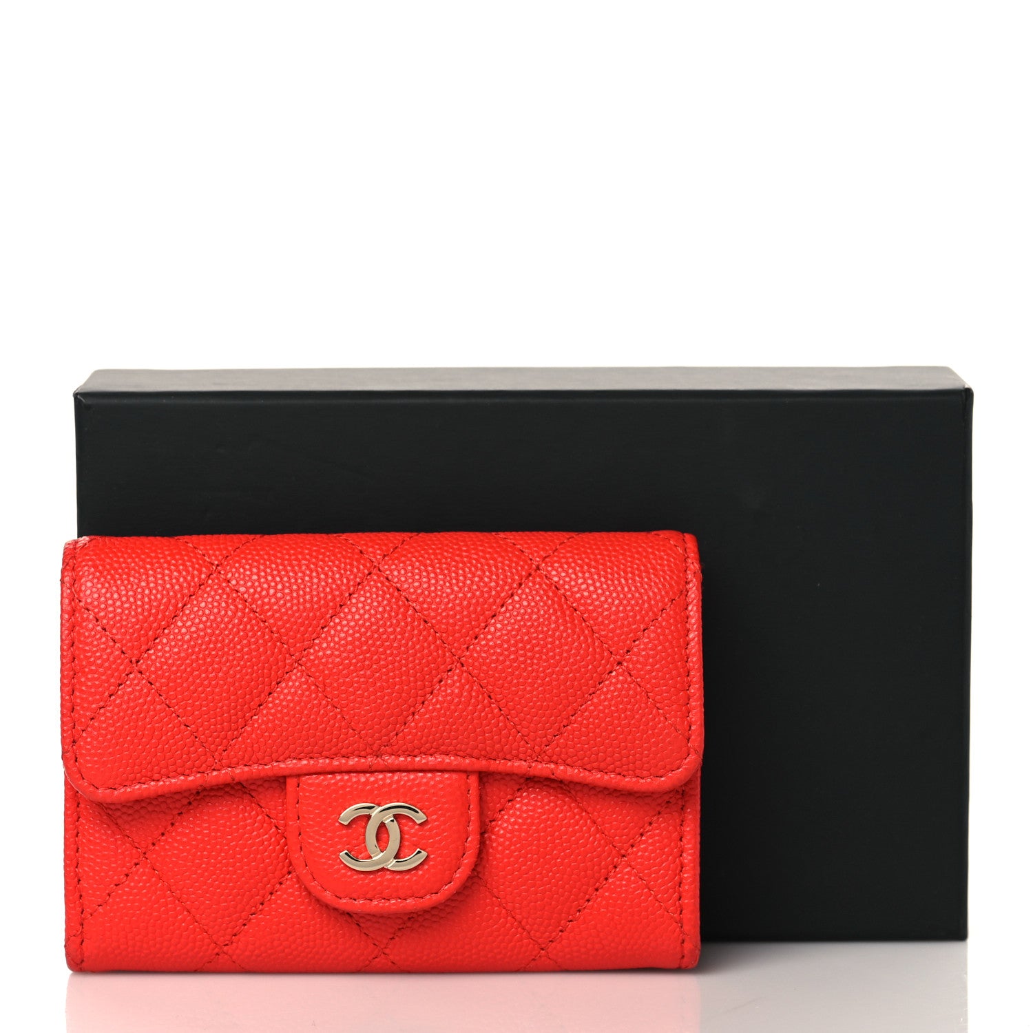 Chanel Caviar Quilted Flap Card Holder Wallet Red 10 of 10