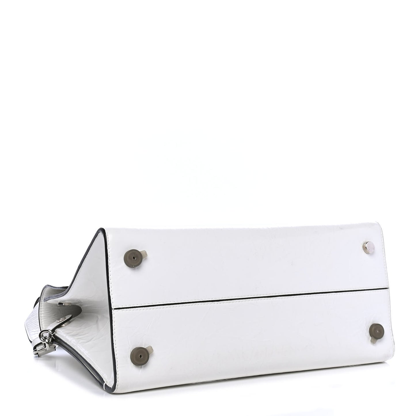 Crinkled Calfskin Medium Diorever Flap White