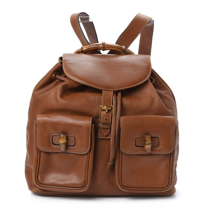 Gucci Calfskin Bamboo Backpack Brown 1 of 9