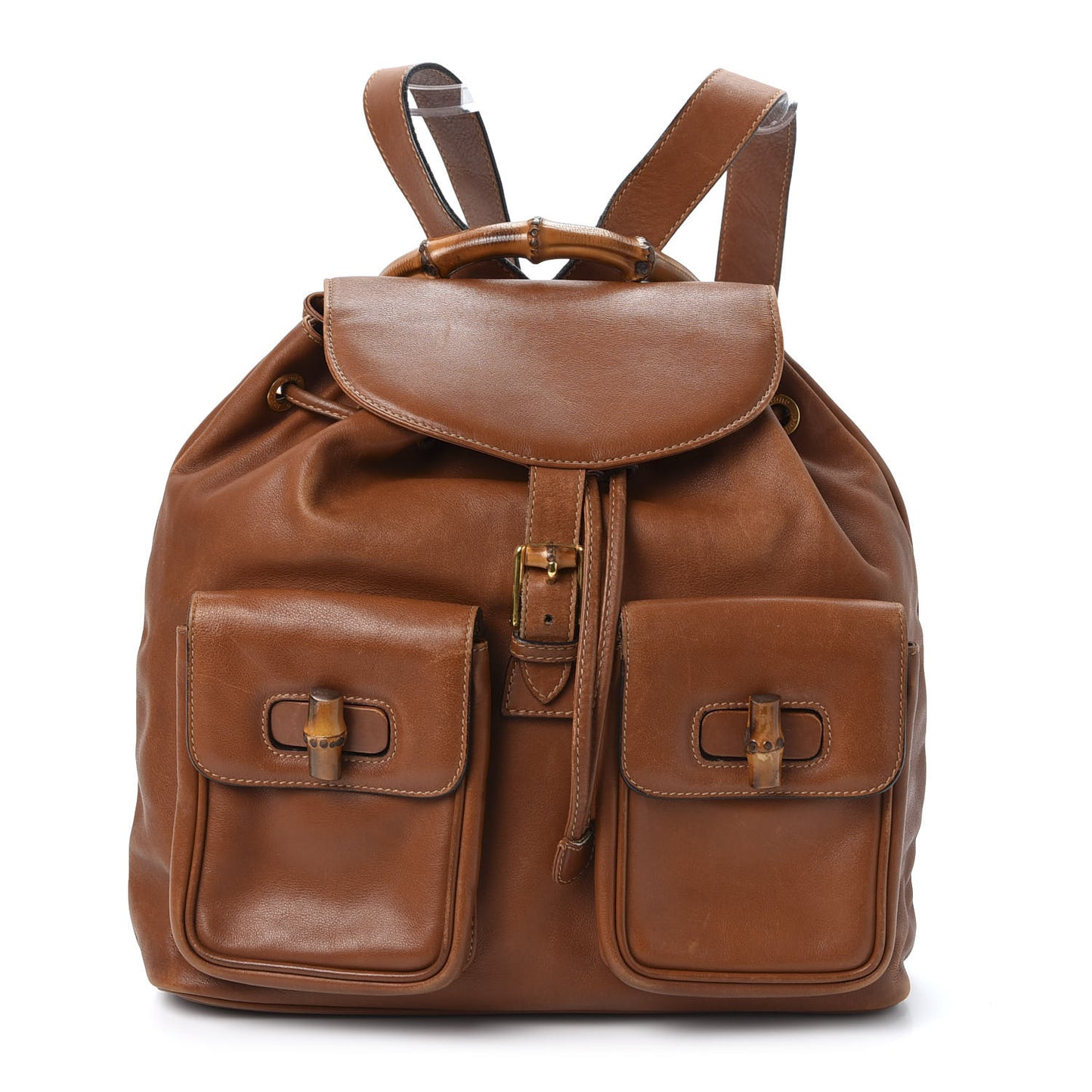 Calfskin Bamboo Backpack Brown