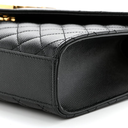 Saint Laurent Grain De Poudre Textured Mixed Matelasse Triquilt Medium Monogram Satchel Black 10 of 11