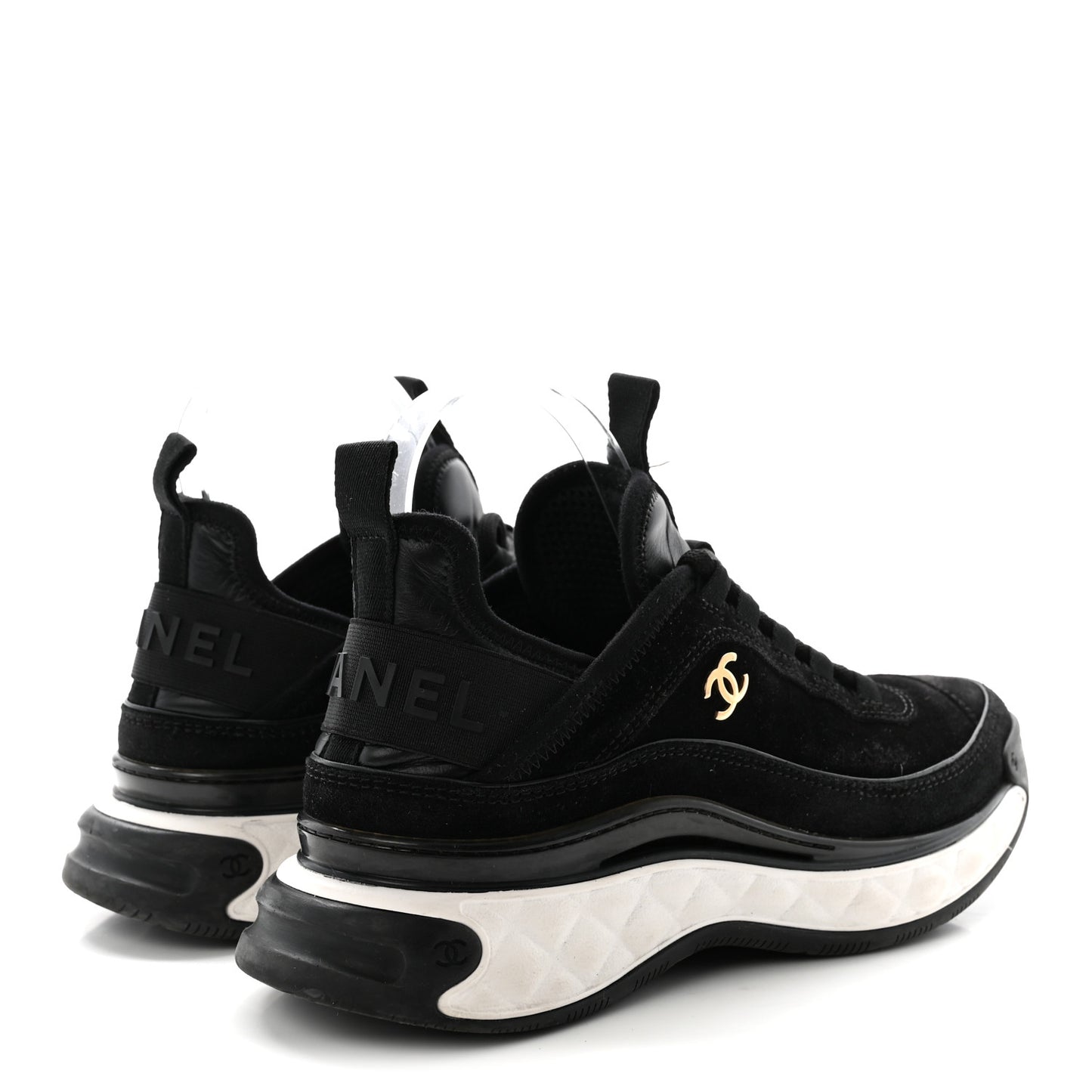 Suede Calfskin Nylon Grosgrain CC Sneakers 37 Black