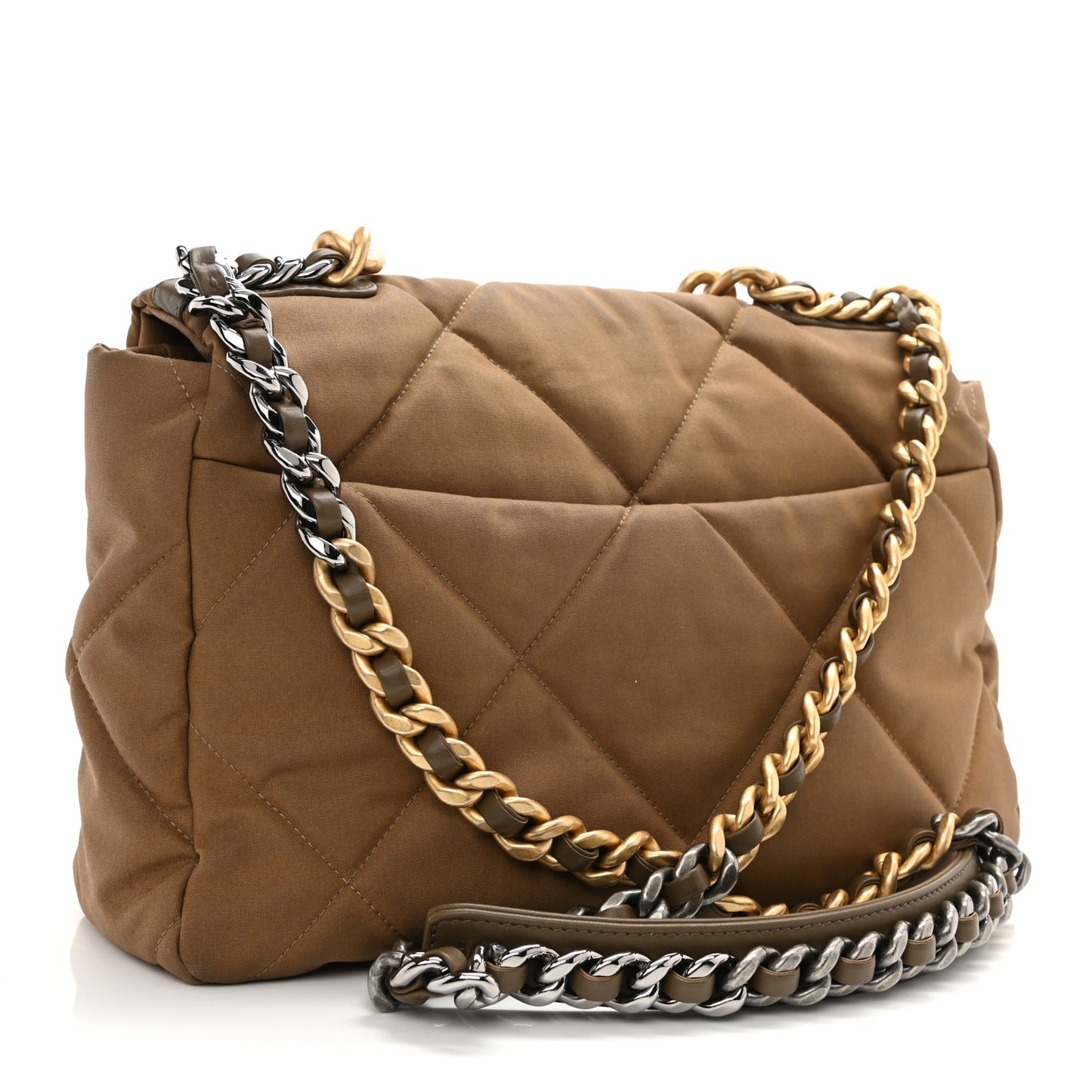 Canvas Quilted Large Chanel 19 Flap Bronze