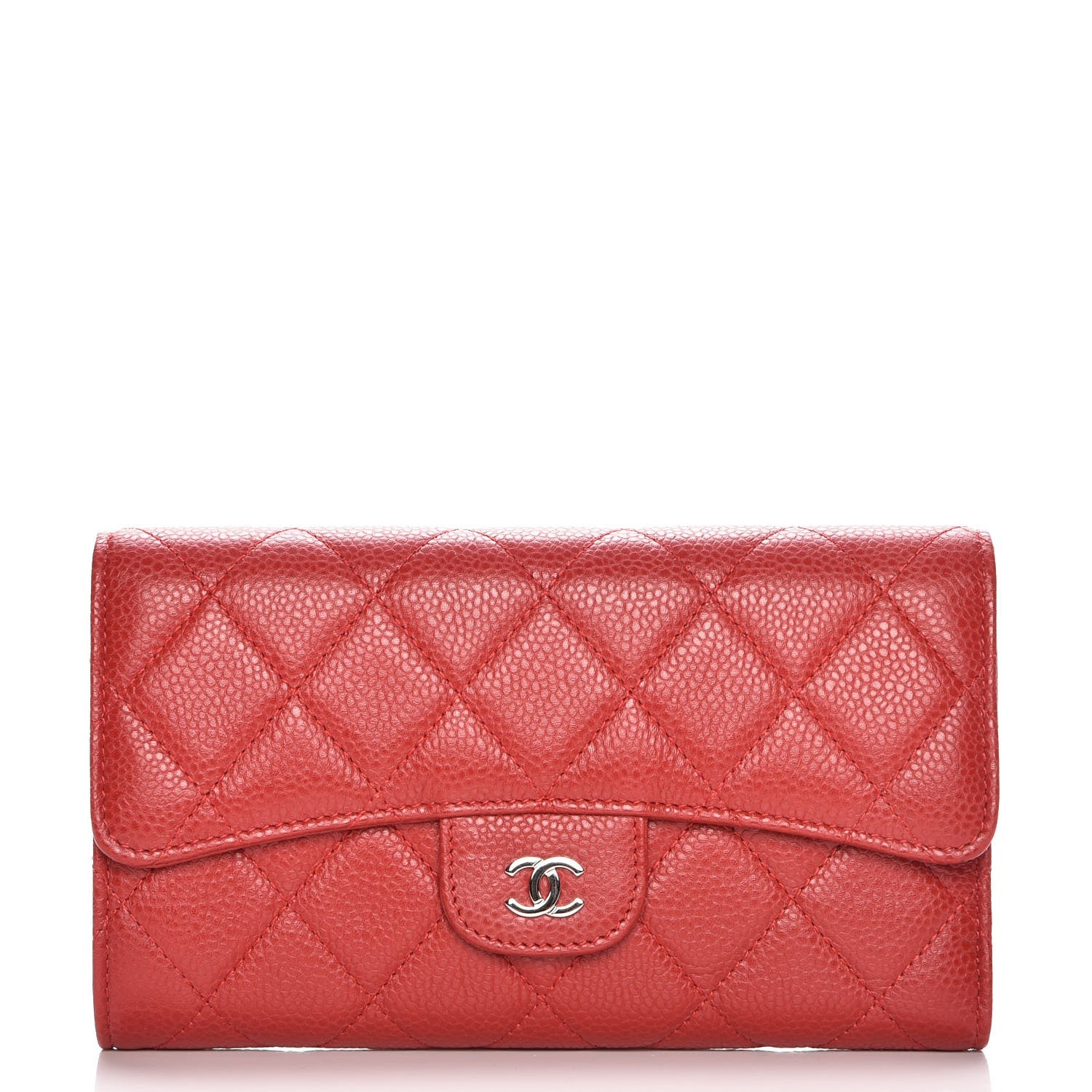 Chanel Caviar Quilted Large Flap Wallet Red 1 of 9
