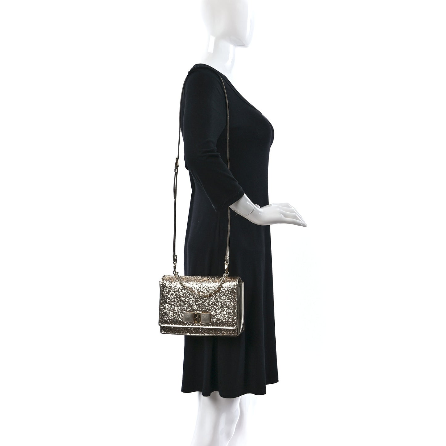 Glitter Vara Bow Flap Crossbody Gold