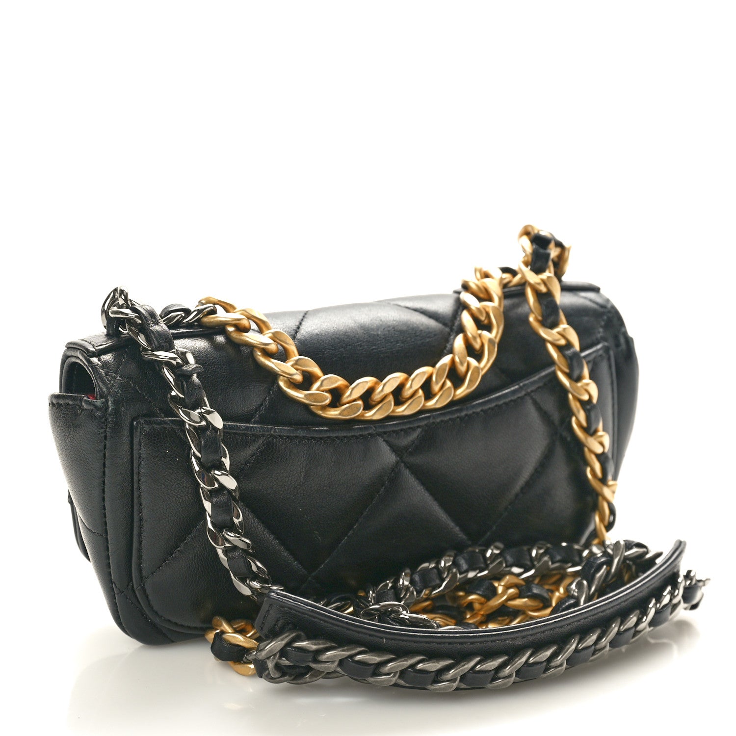 Chanel Goatskin Quilted Chanel 19 Glasses Case With Chain Black 3 of 10