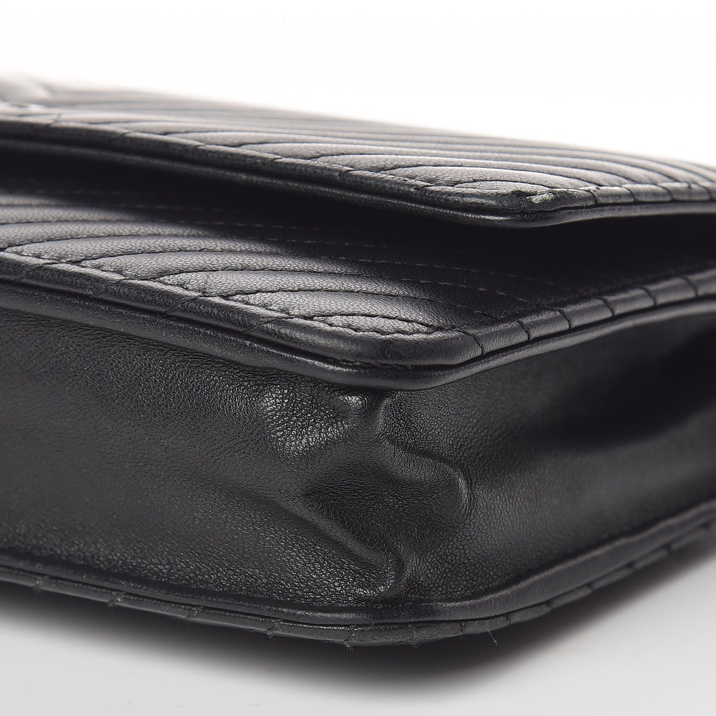 Lambskin Chevron Quilted Wallet On Chain WOC So Black