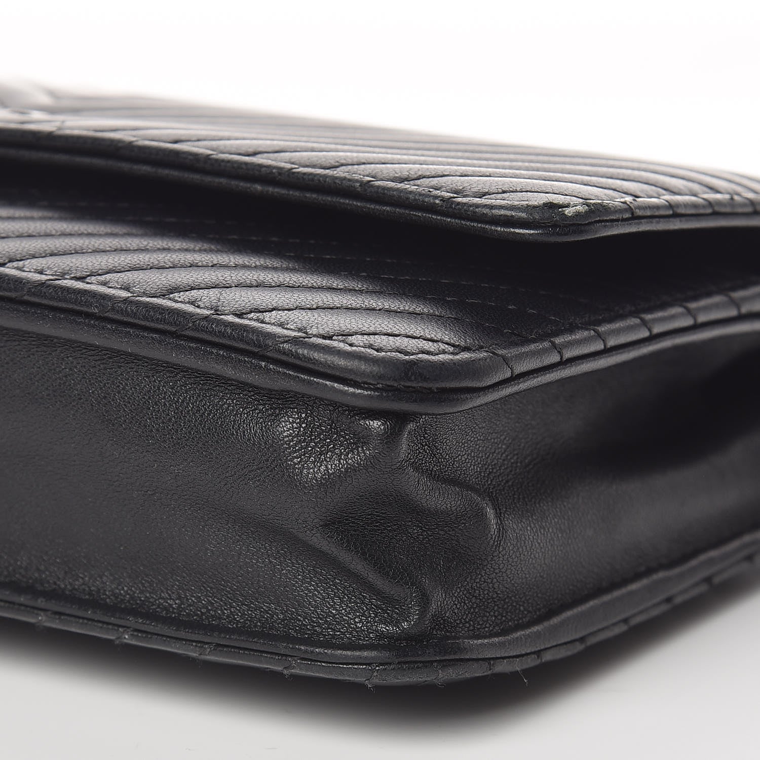 Chanel Lambskin Chevron Quilted Wallet On Chain WOC So Black 11 of 11