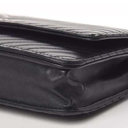 Chanel Lambskin Chevron Quilted Wallet On Chain WOC So Black 11 of 11