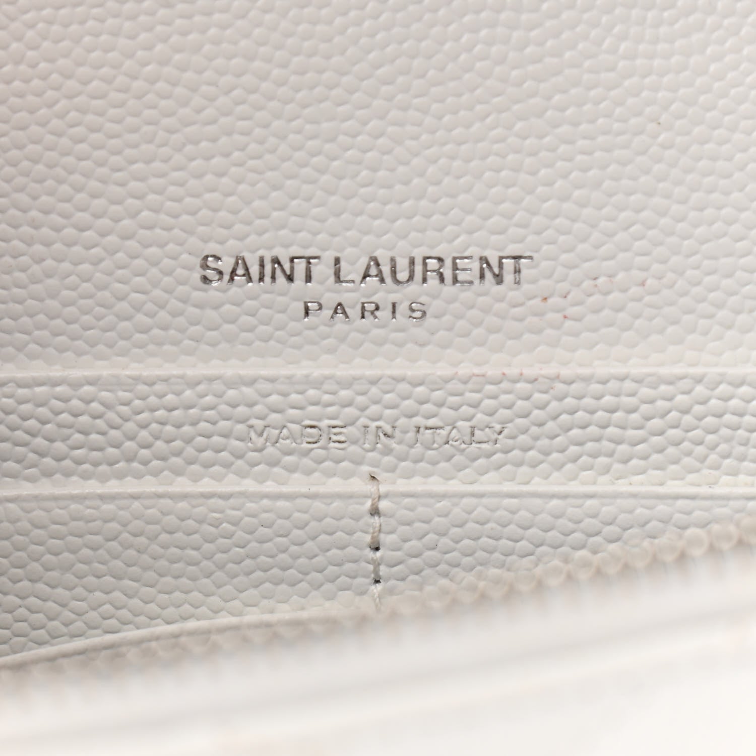 Saint Laurent Grain De Poudre Matelasse Chevron Monogram Envelope Chain Wallet Optical White 6 of 9