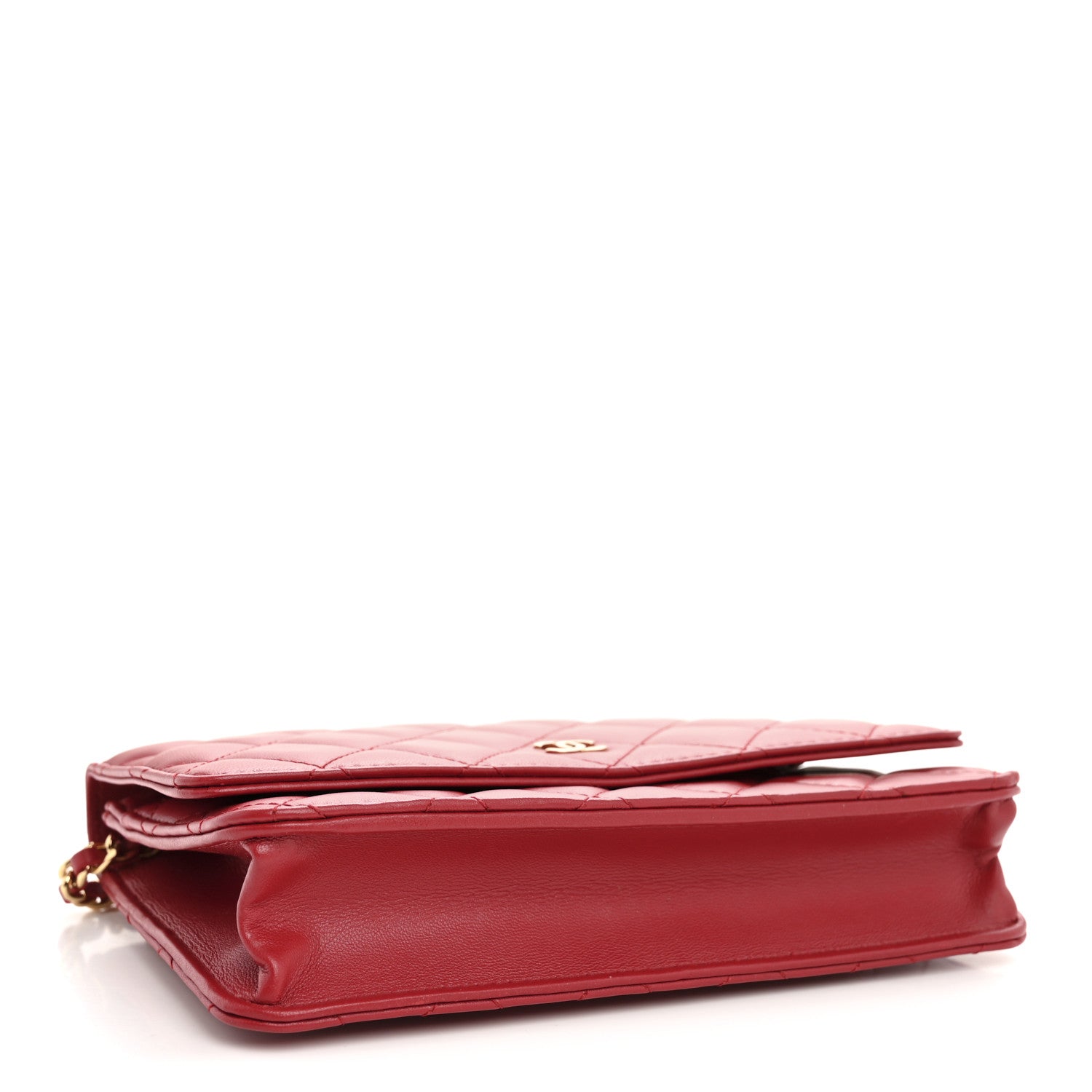 Chanel Lambskin Quilted Wallet On Chain WOC Red 4 of 12