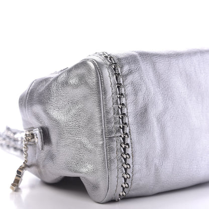 Chanel Metallic Goatskin Medium Luxe Ligne Bowler Silver 6 of 11
