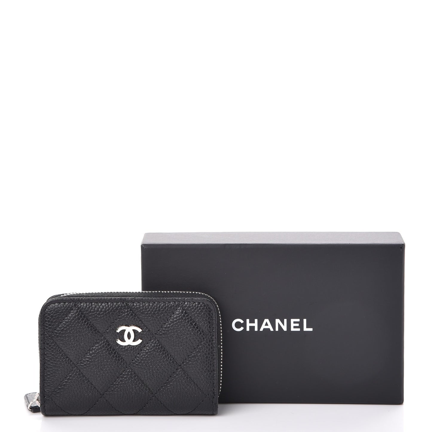 Caviar Quilted Zip Coin Purse Black