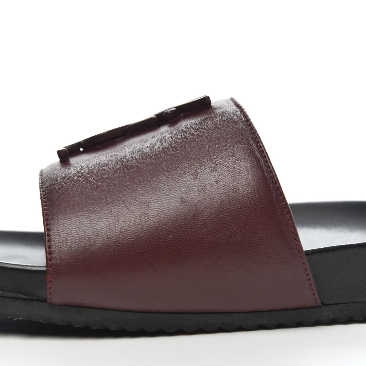 Saint Laurent Lambskin Joan Slide Sandals size 39 in Burgundy 10 of 20