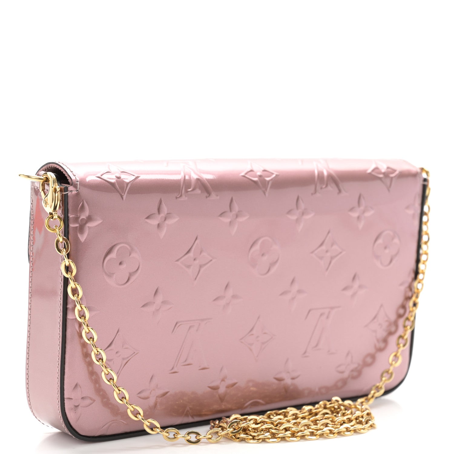 Louis Vuitton Vernis Pochette Felicie Chain Wallet Metallic Pale Pink 4 of 12