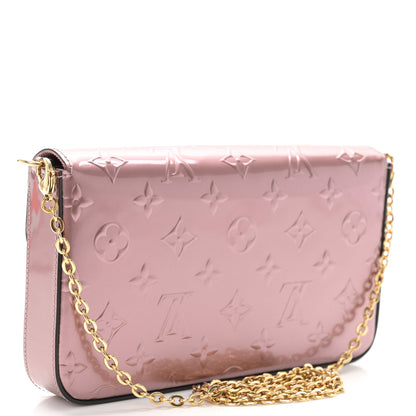 Louis Vuitton Vernis Pochette Felicie Chain Wallet Metallic Pale Pink 4 of 12