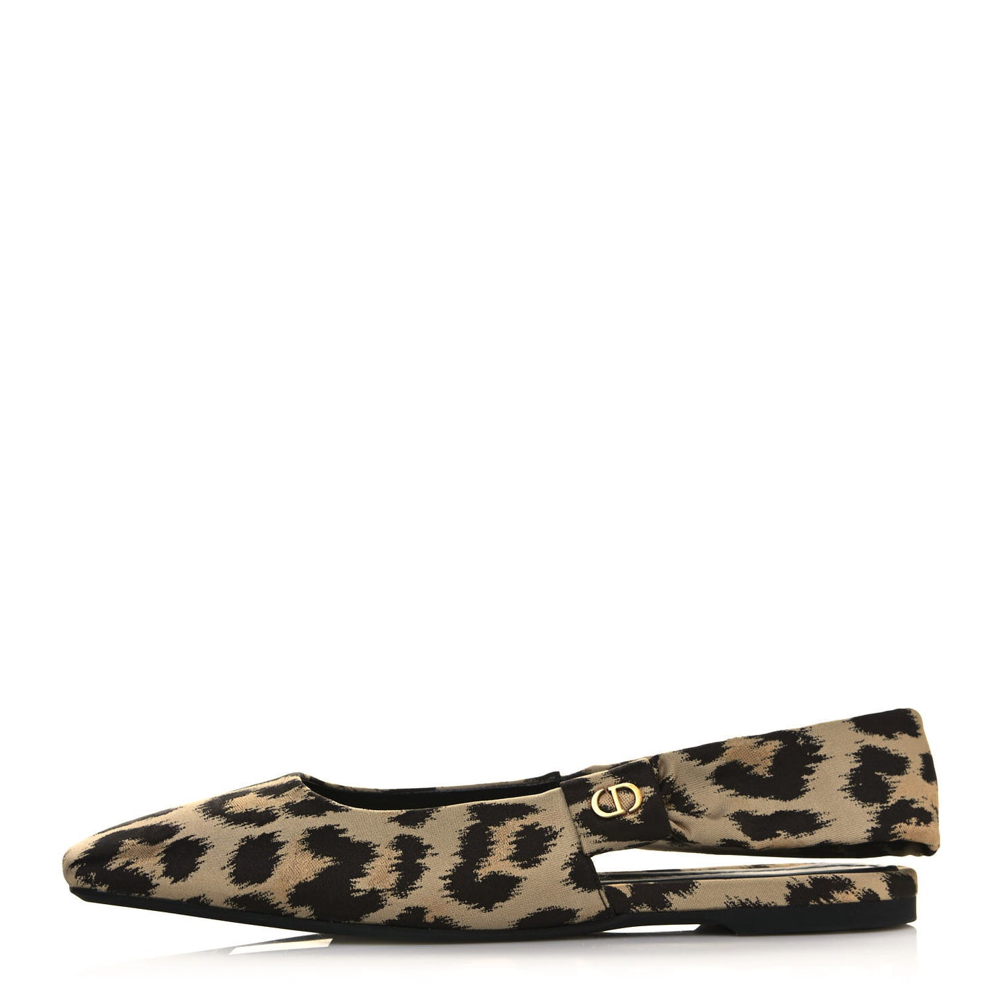Nylon Leopard Print Mizza Slingback Flat 37 Beige Multicolor