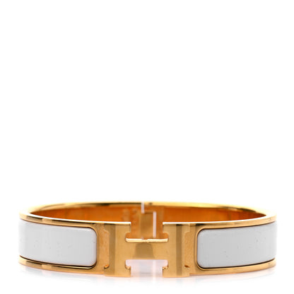 Hermes Enamel Narrow Clic Clac H Bracelet PM White 1 of 4
