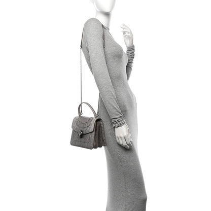 Bulgari Metallic Karung Serpenti Forever Top Handle Silver 2 of 13