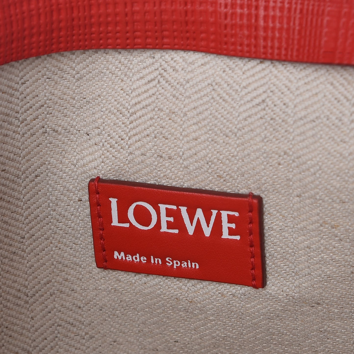 Calfskin Linen Embossed Large T Pouch Primary Red