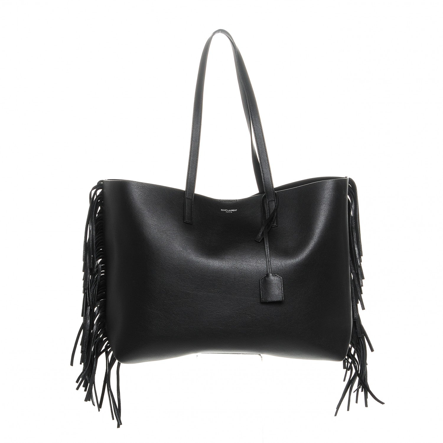 Saint Laurent Calfskin Large Fringe Shopping Tote Black 1 of 7