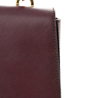 Salvatore Ferragamo Hammered Calfskin Gancini Bree Flap Barolo 10 of 13