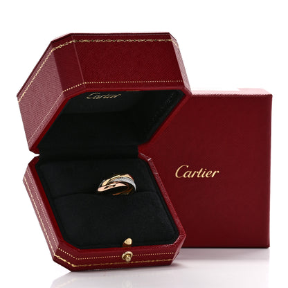 Cartier 18K White Yellow Pink Gold Diamond Small Trinity Paved Ring 53 6.5 5 of 5