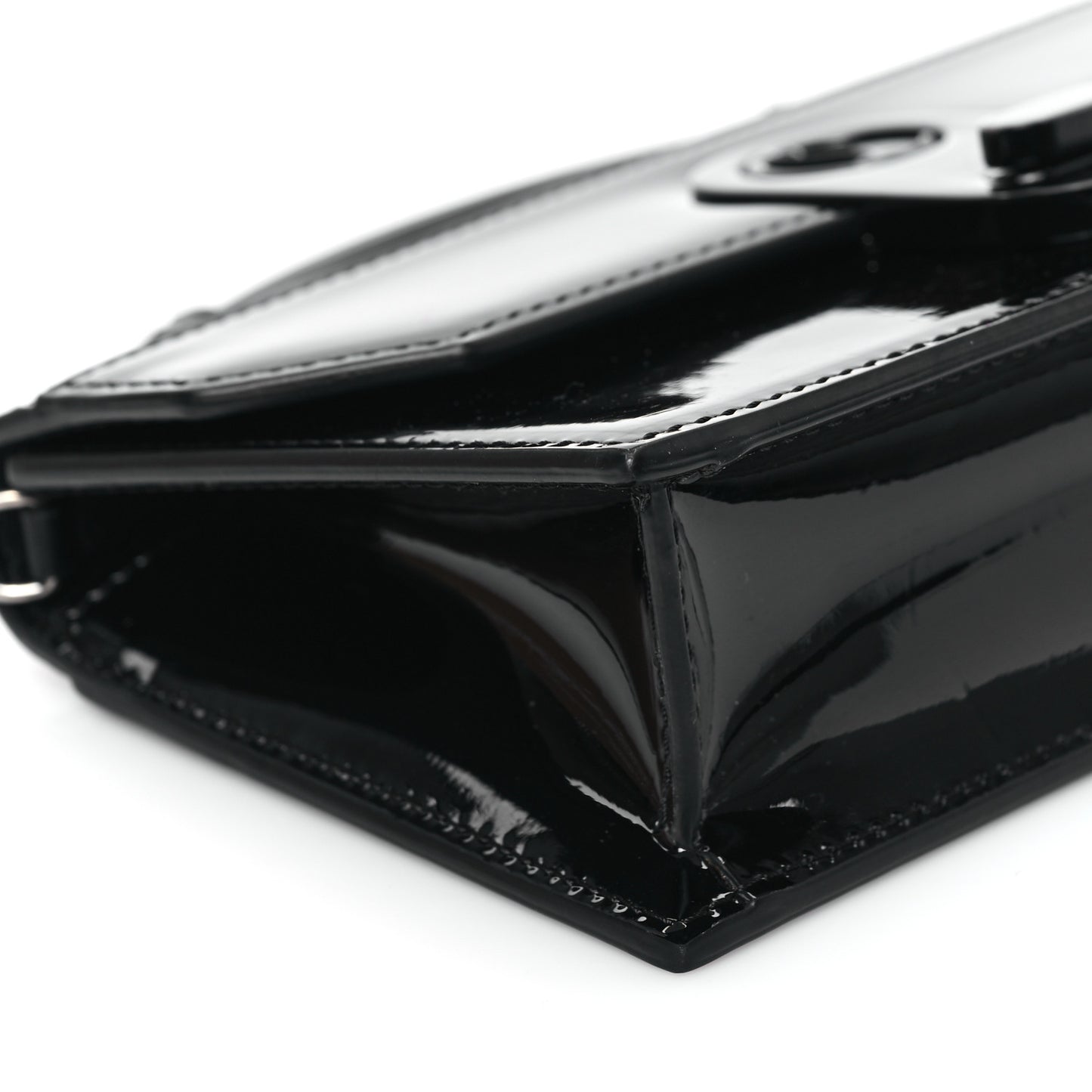 Patent Calfskin Small Elisa Baguette Black