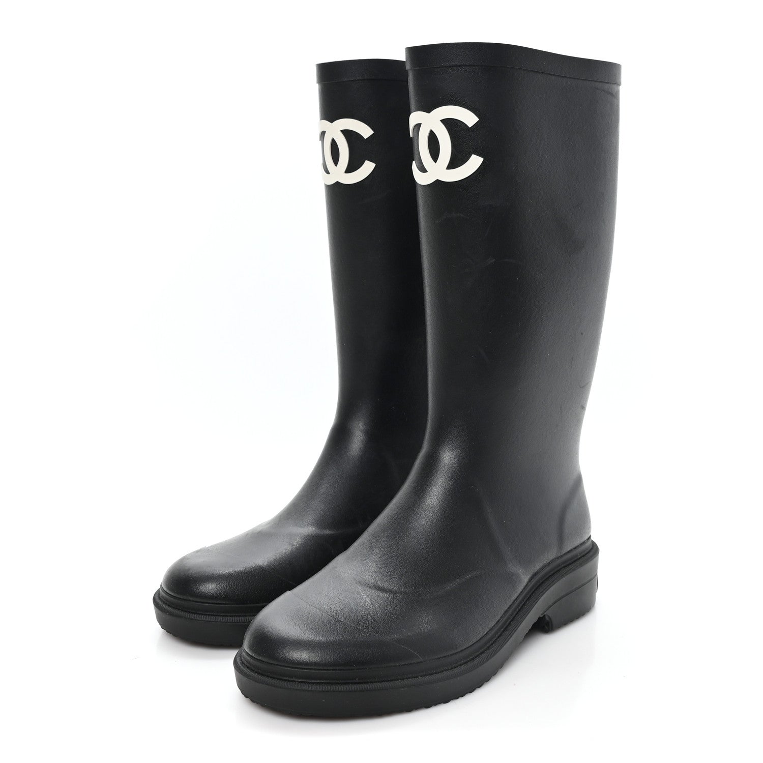Chanel Caoutchouk CC High Boots 37 Black 4 of 9
