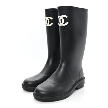 Chanel Caoutchouk CC High Boots 37 Black 4 of 9