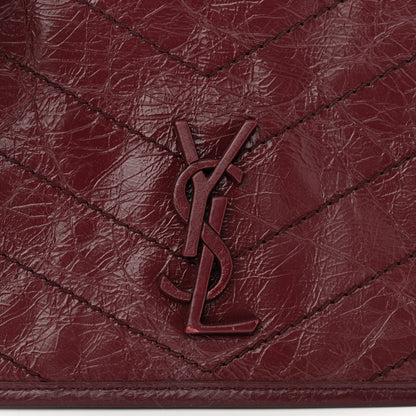 Saint Laurent Crinkled Calfskin Matelasse Monogram Niki Chain Wallet Dark Legion Red 8 of 10