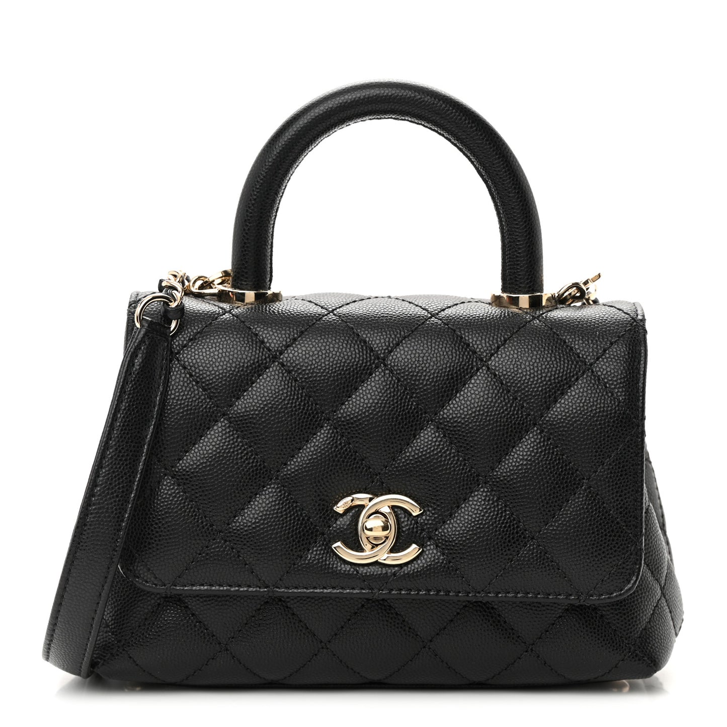 Caviar Quilted Extra Mini Coco Handle Flap Black