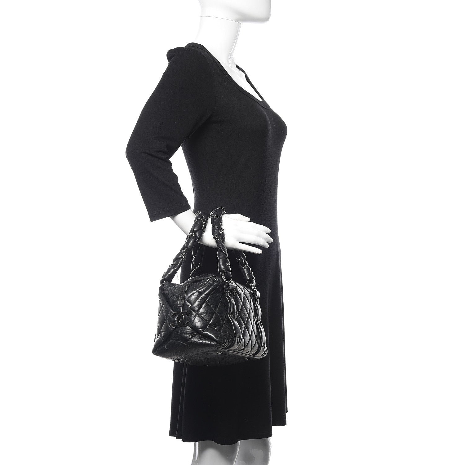 Chanel Distressed Lambskin Small Lady Braid Tote Black 2 of 11