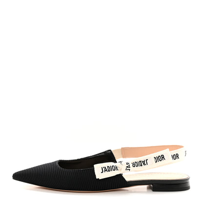 Christian Dior Technical Canvas Ribbon J'Adior Slingback Ballet Flats 38.5 Black 1 of 14