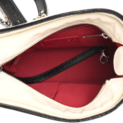 Chanel Aged Calfskin Quilted Small Gabrielle Hobo Black White 5 of 15