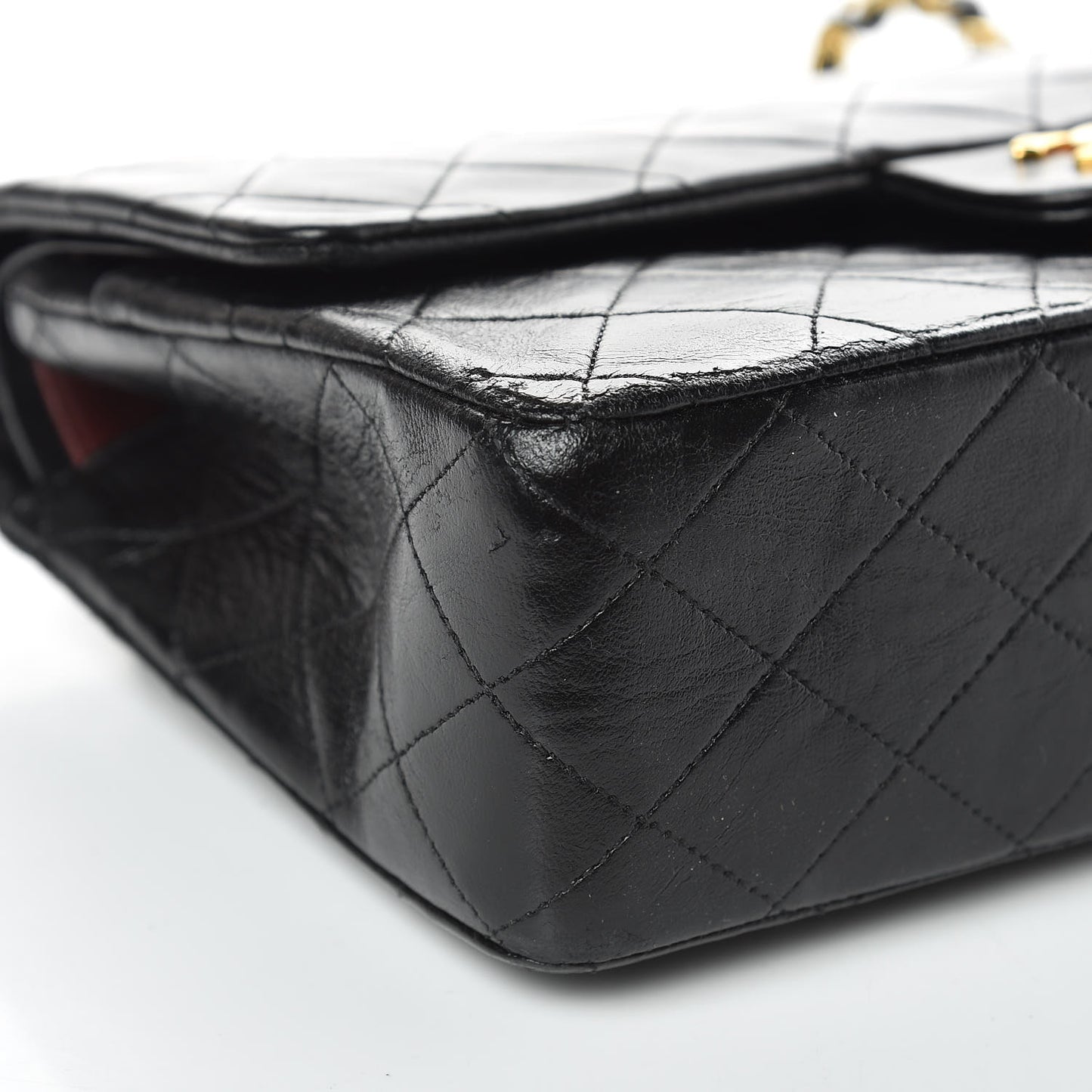 Lambskin Quilted Medium Double Flap Black