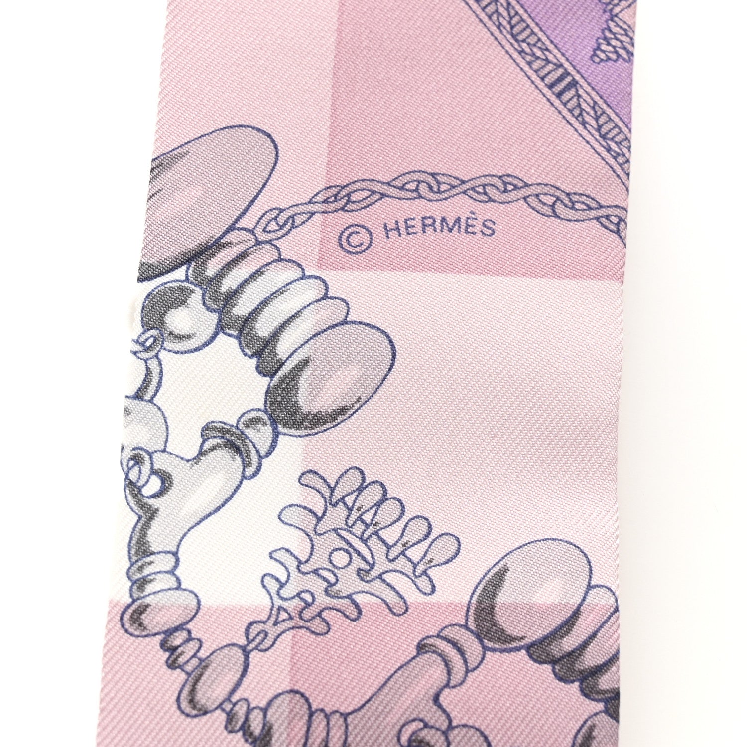 Hermes Silk Mors Et Gourmettes Vichy Twilly Parme Mauve White 4 of 4
