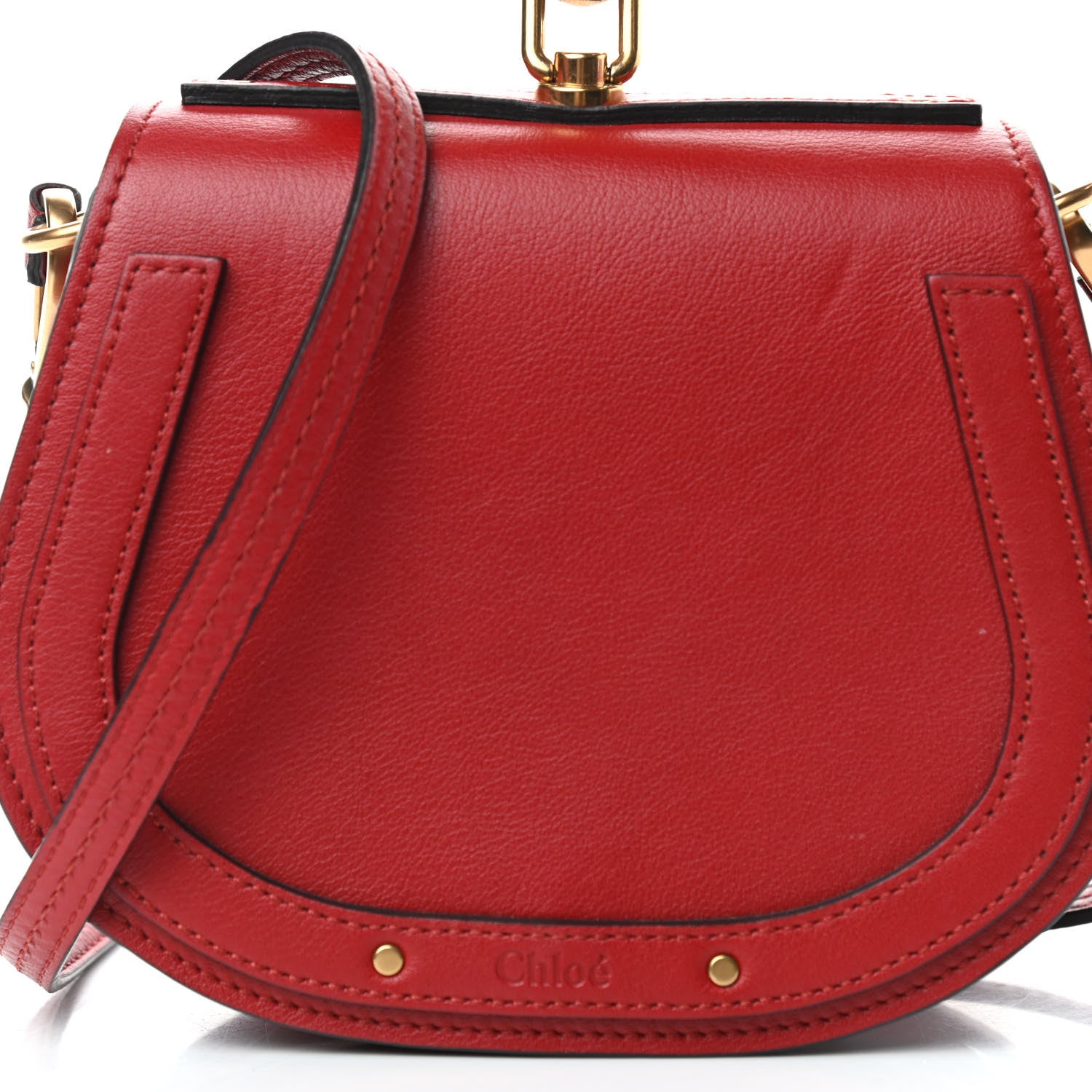 Chloe Calfskin Suede Small Nile Bracelet Bag Dahlia Red 10 of 10