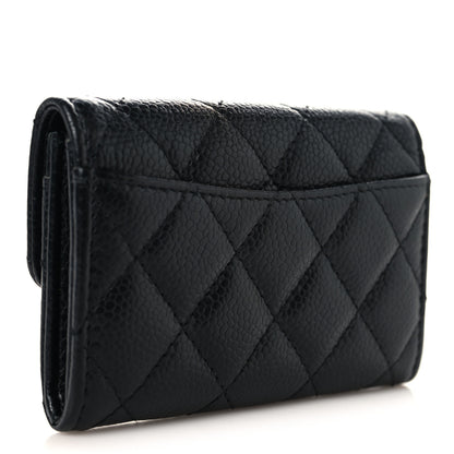 Chanel Caviar Quilted Flap Card Holder Wallet Black Black 4 of 9