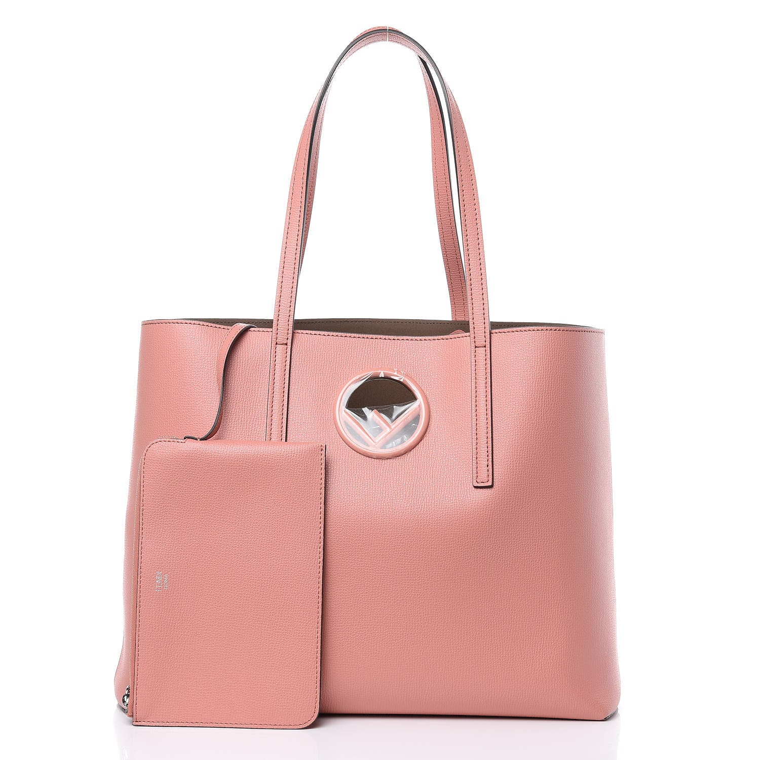 Fendi Vitello Vienna Enamel F is Fendi Shopping Tote Macaron Taupe 3 of 12