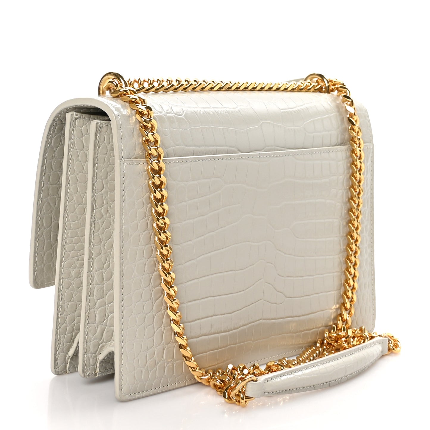 Calfskin Crocodile Embossed Medium Monogram Sunset Blanc Vintage