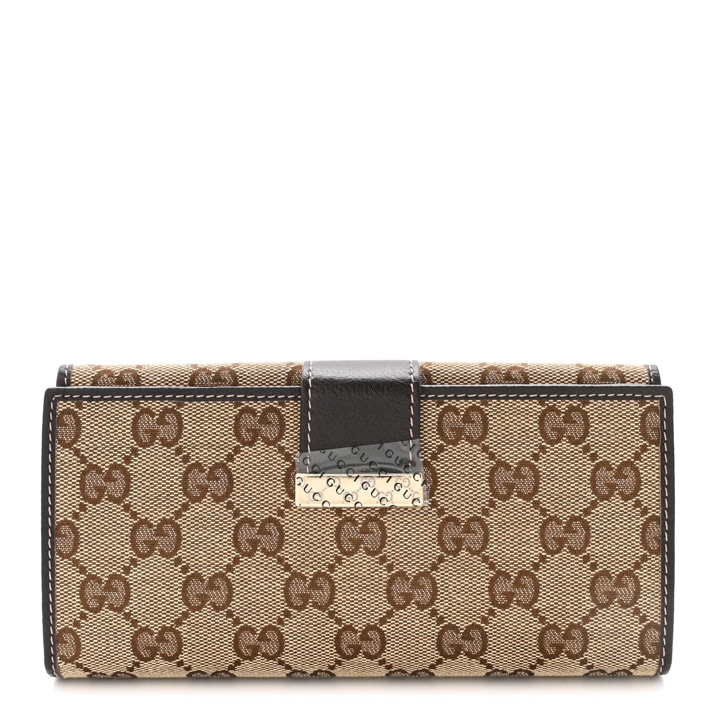 GG Plus Monogram Icon Bar Continental Flap Wallet Dark Brown